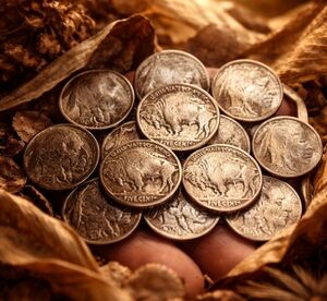Vintage 1988 Bergamot Brass Works Belt Buckle Buffalo Nickel USA Western Biker